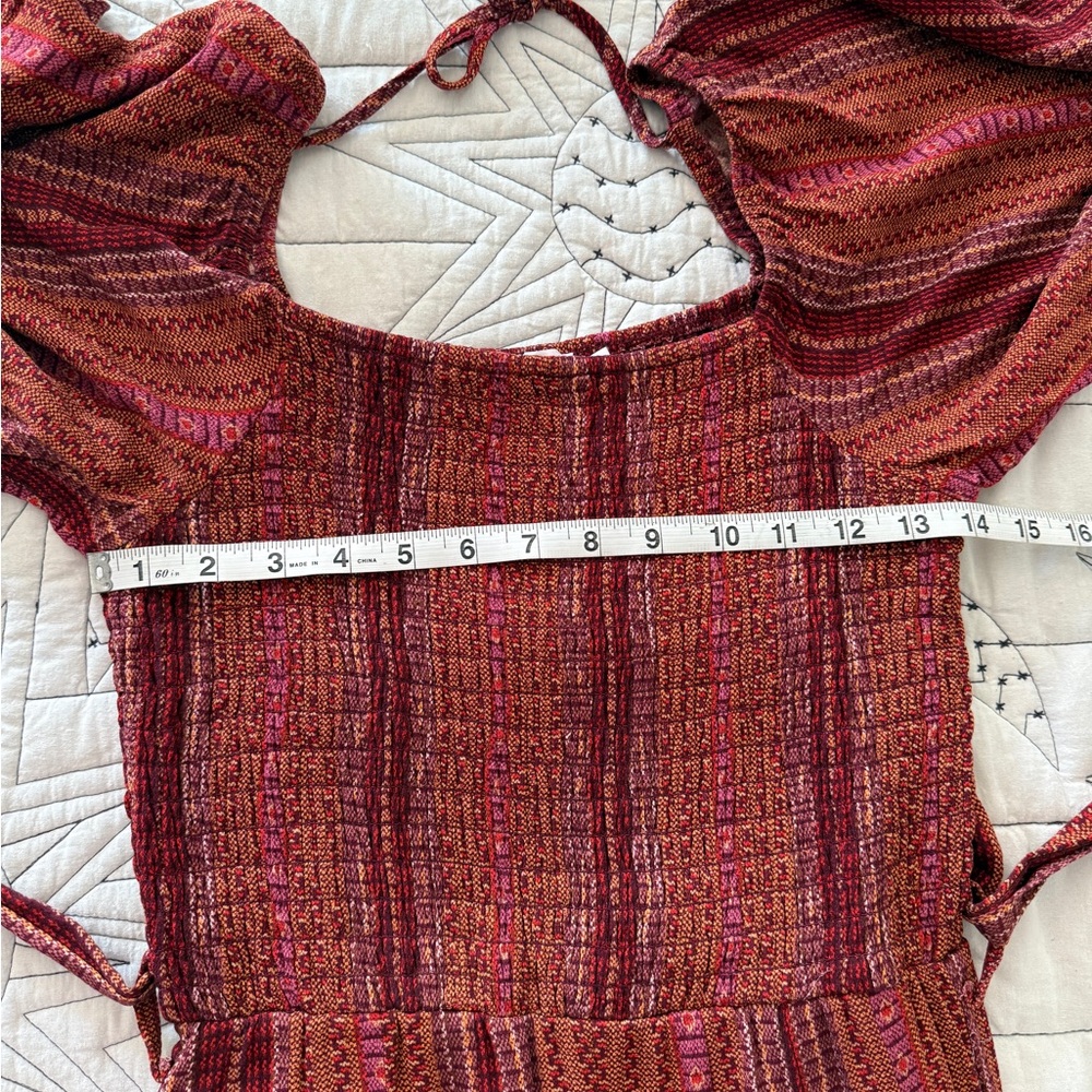 Womens Red Multi-Stripe Knit Jumpsuit with Tie Back - Picture 8 of 13